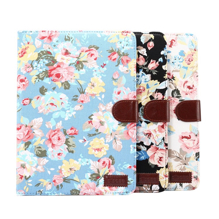 Blooming Flower Cloth Leather Smart Wallet Case for Samsung Galaxy Tab S3 9.7-inch T820 - Black-8