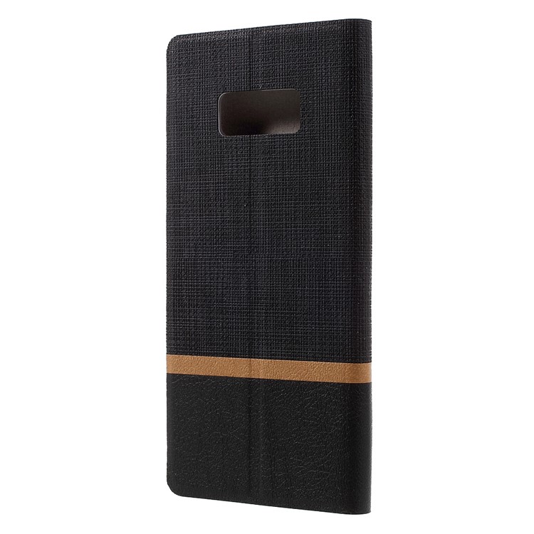 Bi-color Cross Texture Leather Card Holder Flip Phone Case for Samsung Galaxy S8 Built-in Steel Sheet - Black-2