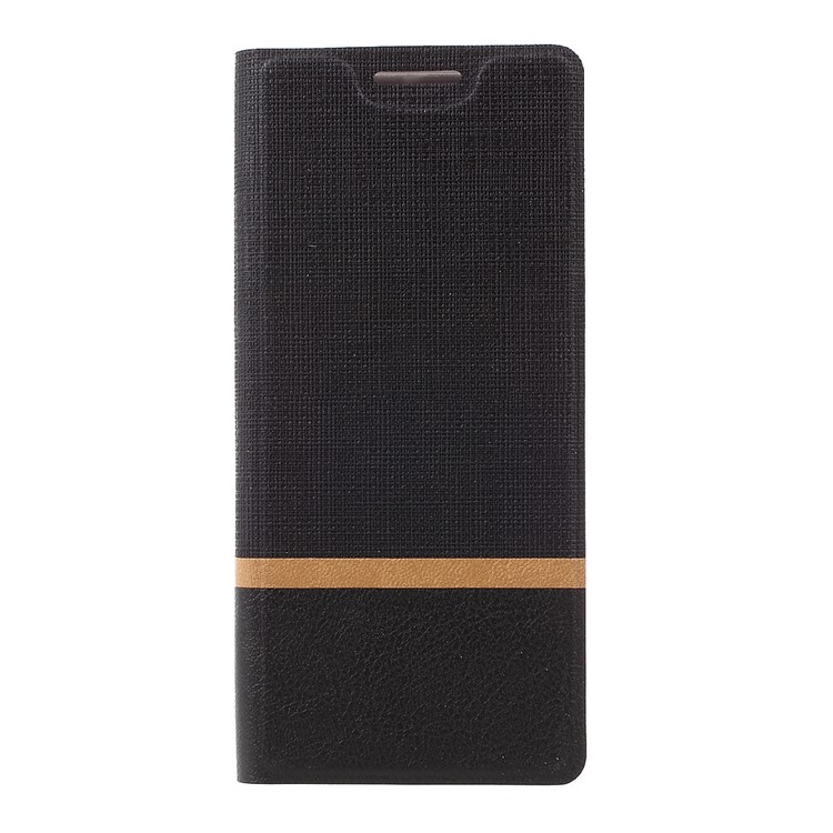 Bi-color Cross Texture Leather Card Holder Flip Phone Case for Samsung Galaxy S8 Built-in Steel Sheet - Black-3