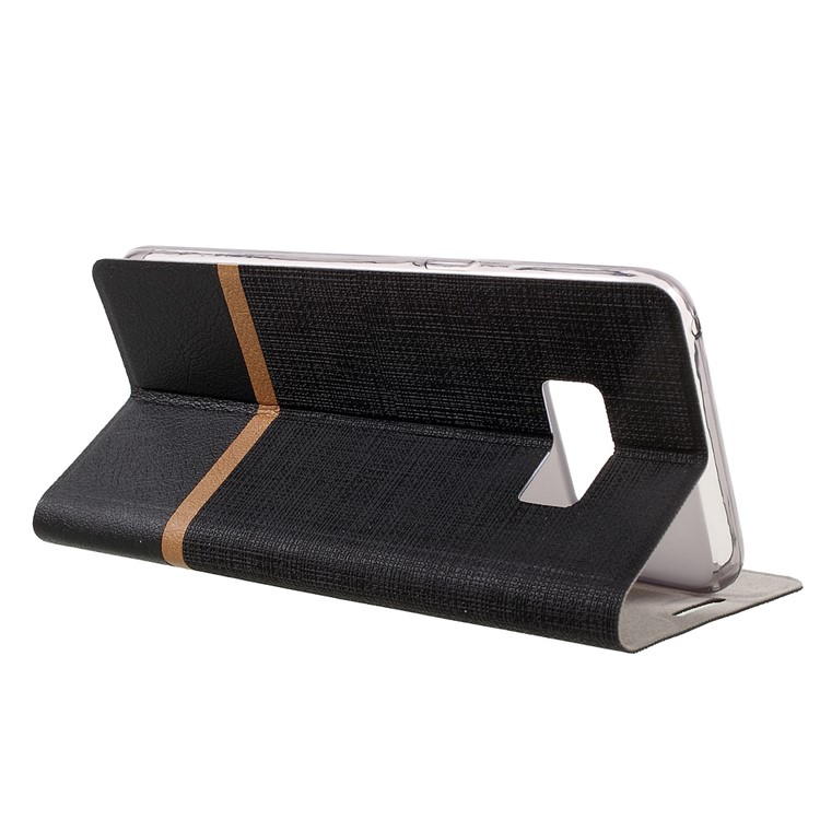 Bi-color Cross Texture Leather Card Holder Flip Phone Case for Samsung Galaxy S8 Built-in Steel Sheet - Black-6