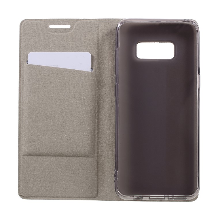 Bi-color Cross Texture Leather Card Holder Flip Phone Case for Samsung Galaxy S8 Built-in Steel Sheet - Black-7