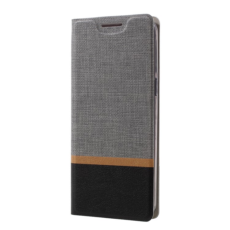 Dual-color Cross Texture Leather Stand Cell Phone Case for Samsung Galaxy S8 Built-in Steel Sheet - Grey-2