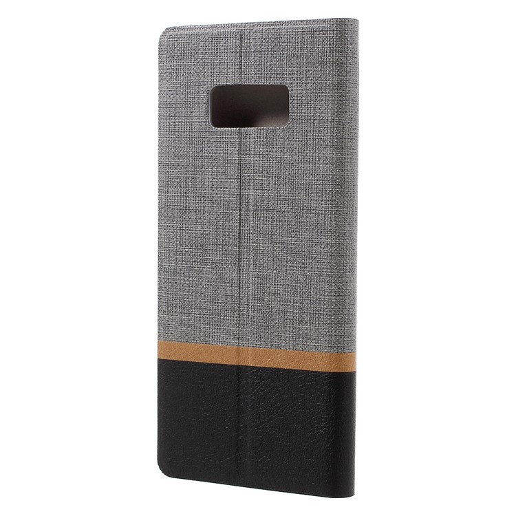 Dual-color Cross Texture Leather Stand Cell Phone Case for Samsung Galaxy S8 Built-in Steel Sheet - Grey-3