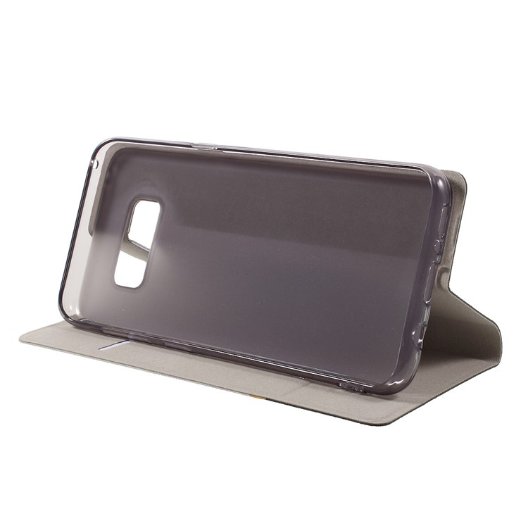 Dual-color Cross Texture Leather Stand Cell Phone Case for Samsung Galaxy S8 Built-in Steel Sheet - Grey-4