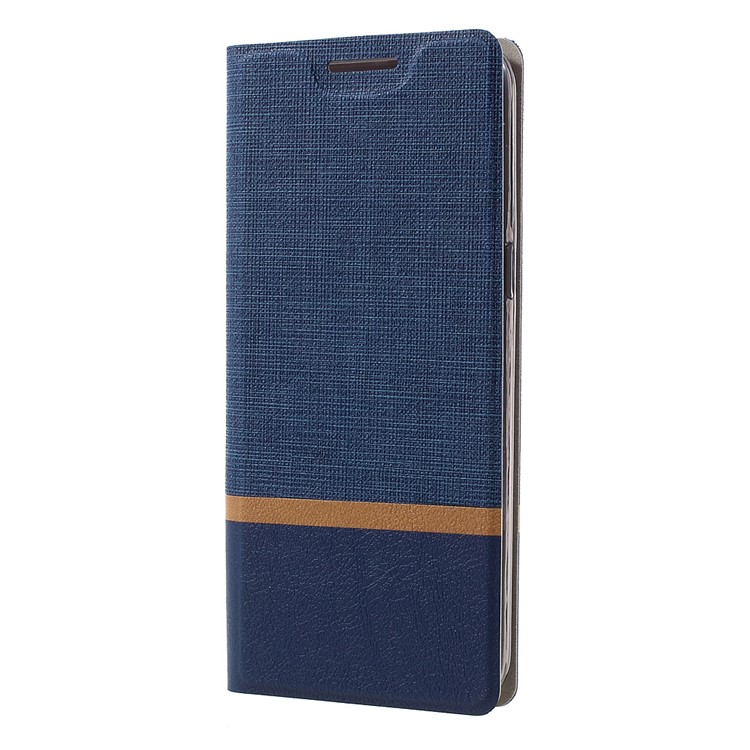 Bi-color Cross Texture PU Leather Stand Cover for Samsung Galaxy S8 Built-in Steel Sheet - Dark Blue-2