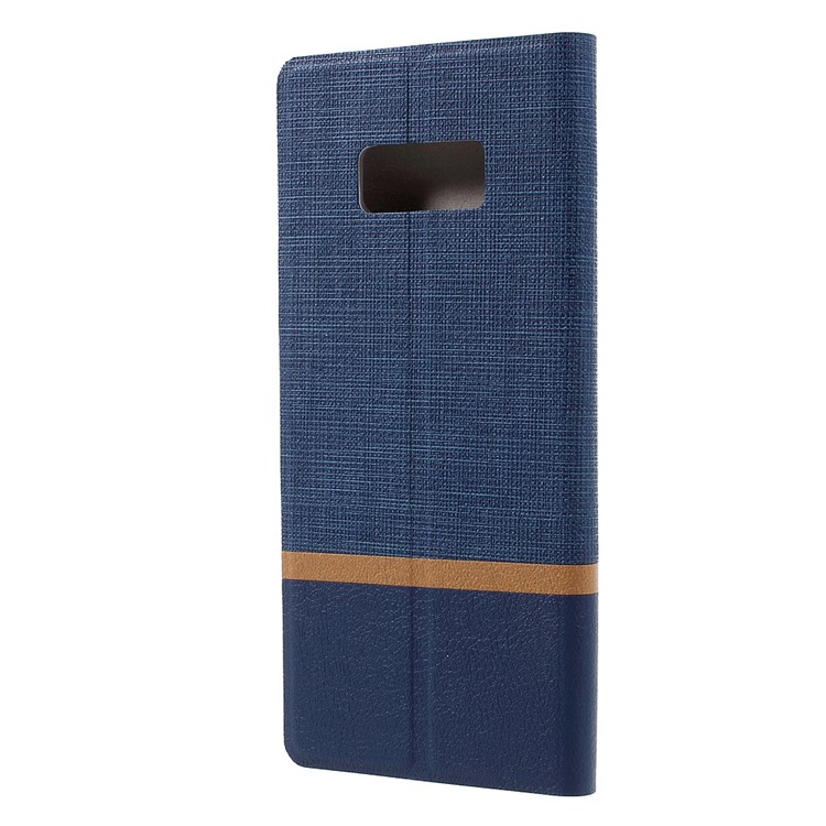 Bi-color Cross Texture PU Leather Stand Cover for Samsung Galaxy S8 Built-in Steel Sheet - Dark Blue-3