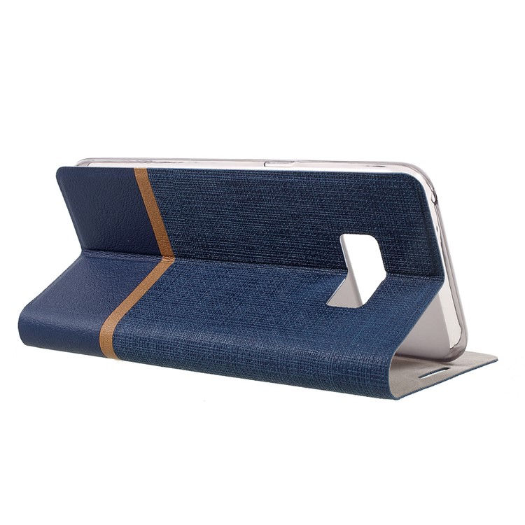 Bi-color Cross Texture PU Leather Stand Cover for Samsung Galaxy S8 Built-in Steel Sheet - Dark Blue-5