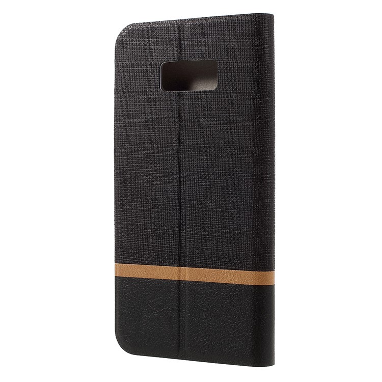 Contrast Color Leather Phone Case for Samsung Galaxy S8 Plus G955 Built-in Steel Sheet - Black-2