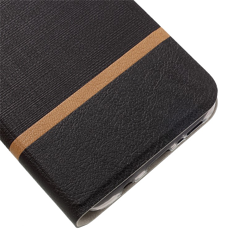 Contrast Color Leather Phone Case for Samsung Galaxy S8 Plus G955 Built-in Steel Sheet - Black-4