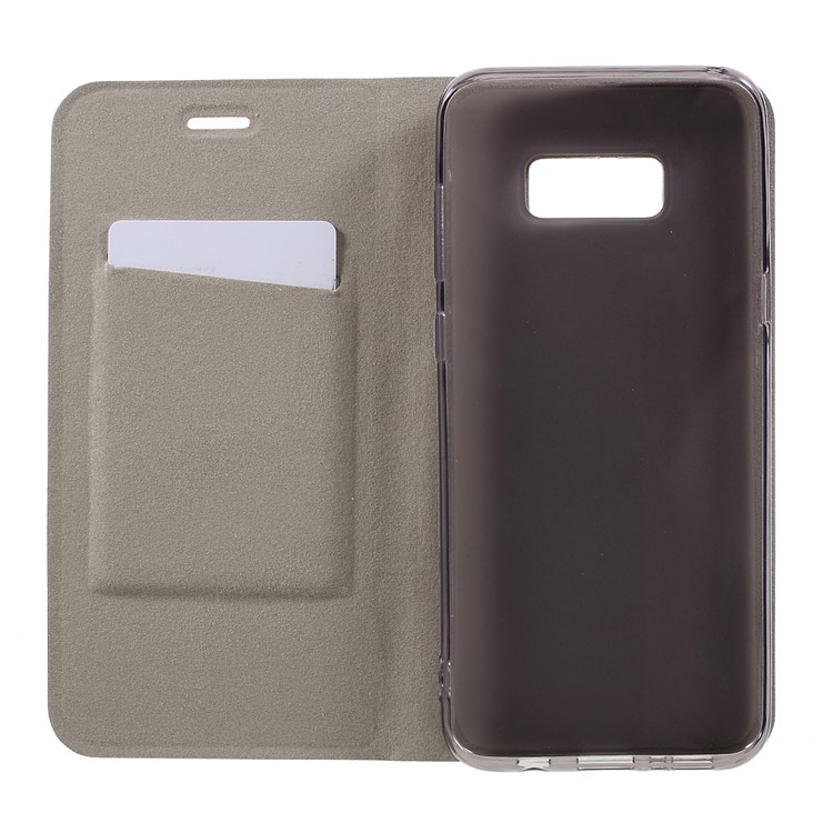 Contrast Color Leather Phone Case for Samsung Galaxy S8 Plus G955 Built-in Steel Sheet - Black-8