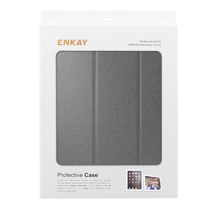 ENKAY Silk Texture Tri-fold Smart Leather Stand Case for Samsung Galaxy Tab S3 9.7-inch T820 T825 - Black-6