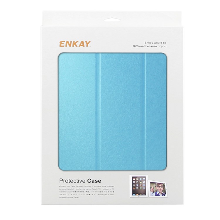 ENKAY Silk Texture Tri-fold Stand Smart Leather Tablet Cover for Samsung Galaxy Tab S3 9.7-inch T820 T825 - Blue-6