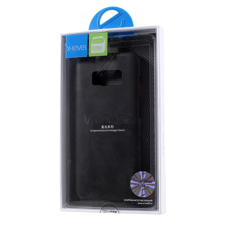 X-LEVEL Vintage Series Hard Phone Case for Samsung Galaxy S8+ G955 (PU Leather + PC) - Black-6