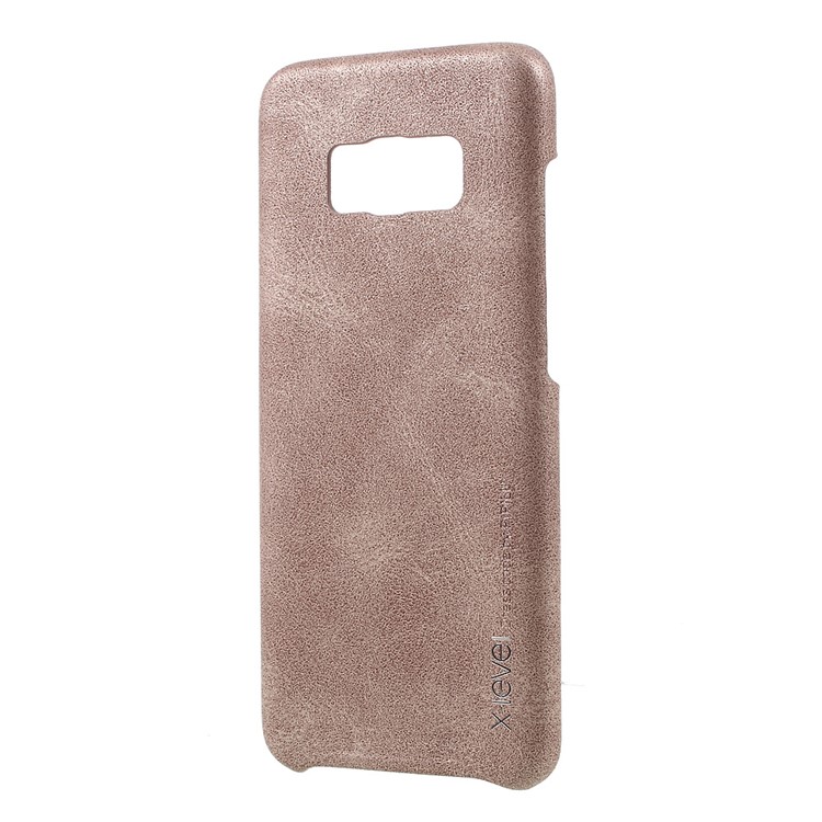 X-LEVEL Vintage Series Leather Coated Hard Phone Casing for Samsung Galaxy S8 Plus G955 - Gold-2