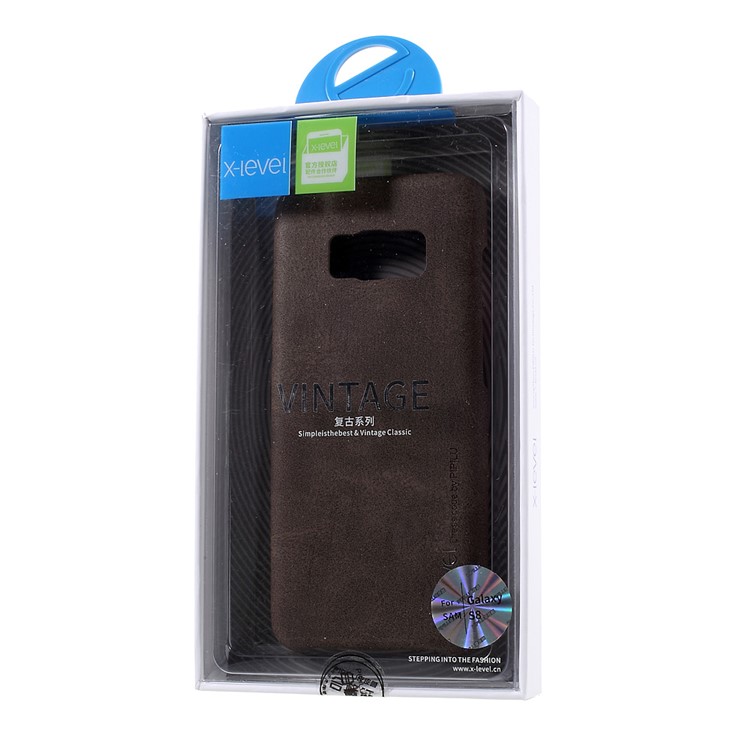 X-LEVEL Vintage Series Hard Cell Phone Case for Samsung Galaxy S8+ G955 (PU Leather + PC) - Coffee-4