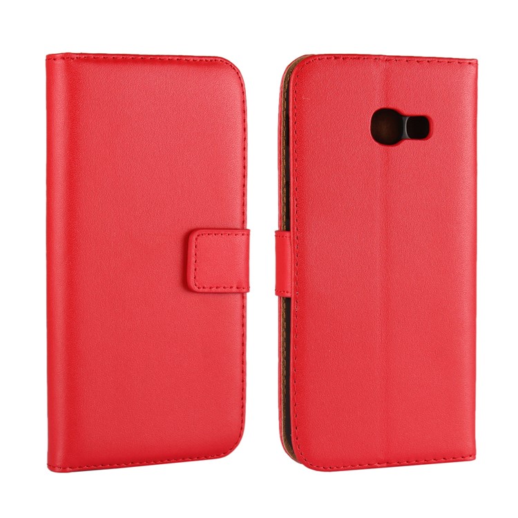 Split Leather Magnetic Wallet Shell for Samsung Galaxy A5 (2017) SM-A520F - Red-1