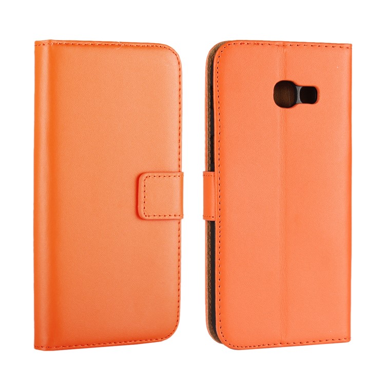 Folio Flip Split Leather Stand Wallet Shell for Samsung Galaxy A5 (2017) SM-A520F - Orange-1