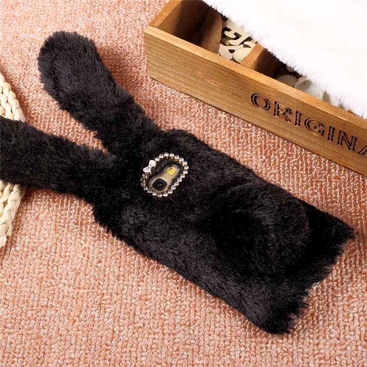 Rabbit Design Soft Fur TPU Phone Case with Rhinestone Decor for Samsung Galaxy A5 (2017) - Black-3