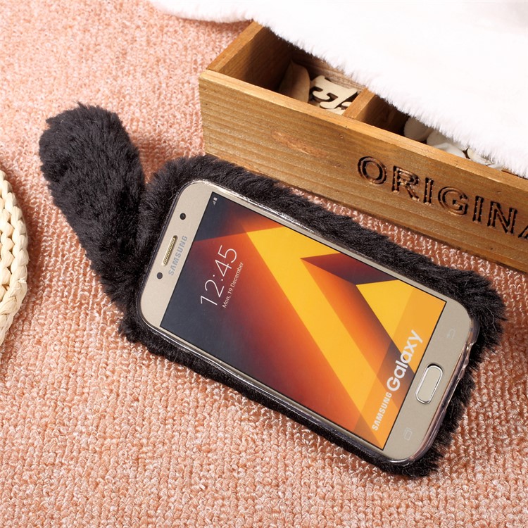 Rabbit Design Soft Fur TPU Phone Case with Rhinestone Decor for Samsung Galaxy A5 (2017) - Black-4
