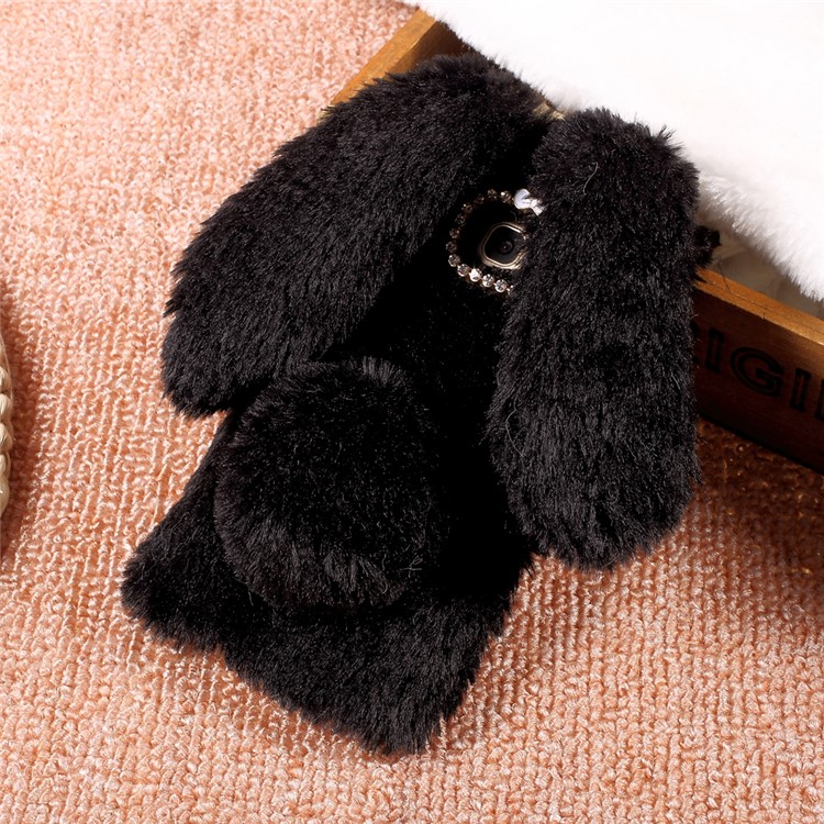 Rabbit Design Soft Fur TPU Phone Case with Rhinestone Decor for Samsung Galaxy A5 (2017) - Black-5