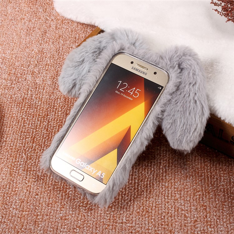 Rabbit Design Soft Fur Phone Shell with Rhinestone Decor for Samsung Galaxy A5 (2017) - Grey-2