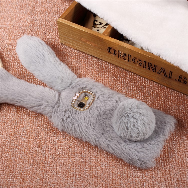 Rabbit Design Soft Fur Phone Shell with Rhinestone Decor for Samsung Galaxy A5 (2017) - Grey-3