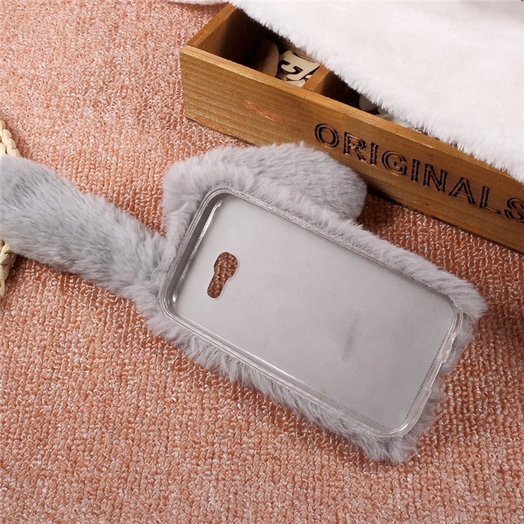 Rabbit Design Soft Fur Phone Shell with Rhinestone Decor for Samsung Galaxy A5 (2017) - Grey-5
