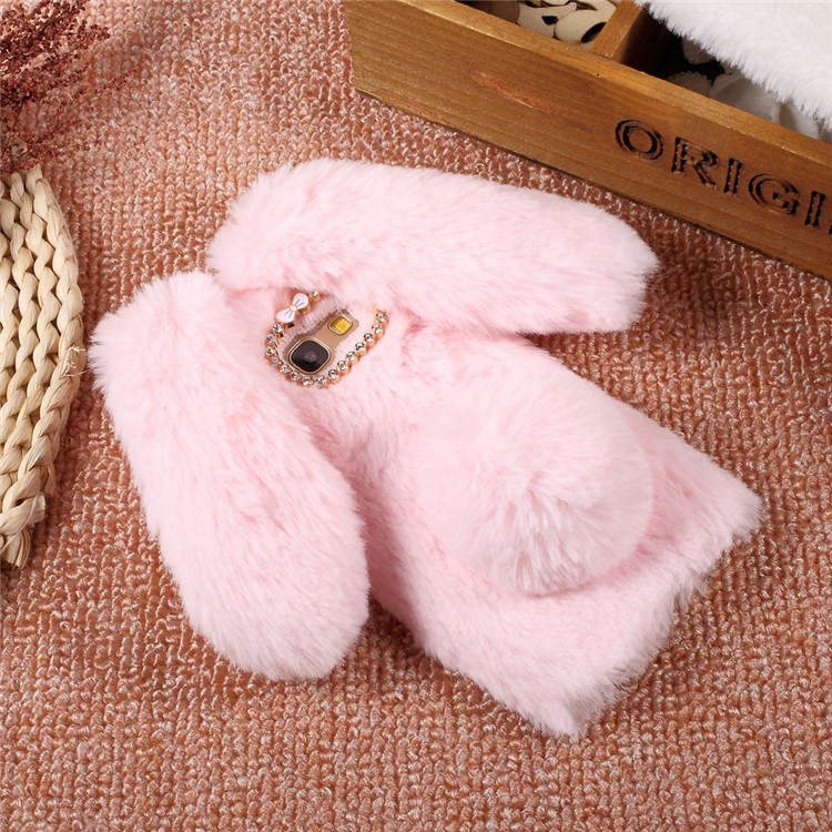 Rabbit Shape Fluffy Warm Fur TPU Cell Phone Case for Samsung Galaxy A3 (2017) - Pink-3