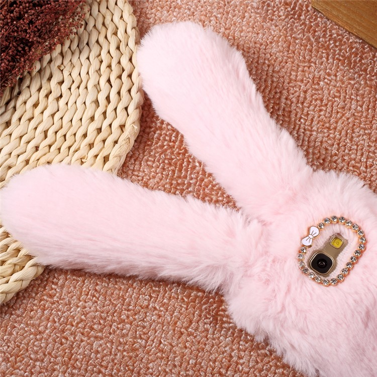 Rabbit Shape Fluffy Warm Fur TPU Cell Phone Case for Samsung Galaxy A3 (2017) - Pink-4