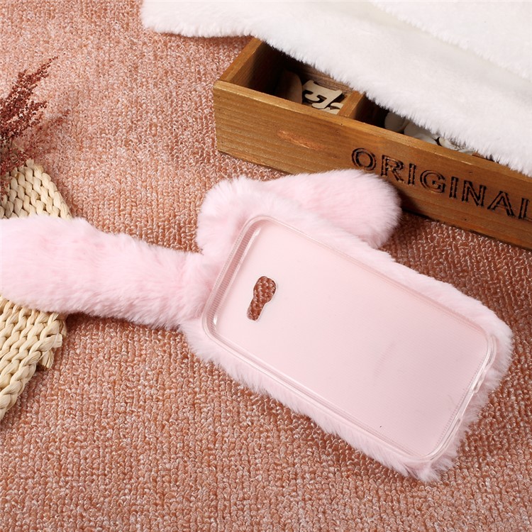 Rabbit Shape Fluffy Warm Fur TPU Cell Phone Case for Samsung Galaxy A3 (2017) - Pink-5