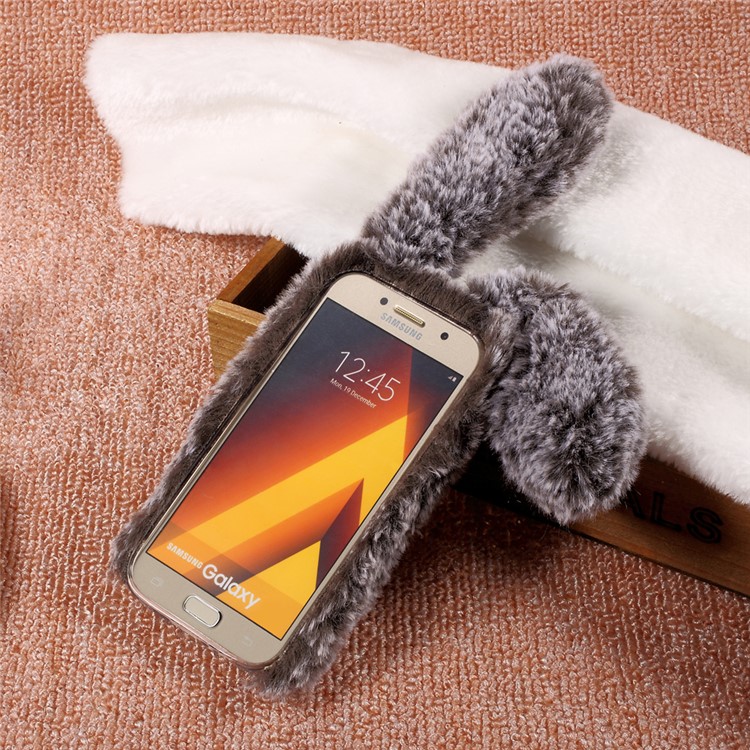 Bunny Design Rhinestone Furry TPU Mobile Casing for Samsung Galaxy A3 (2017) - Brown-2