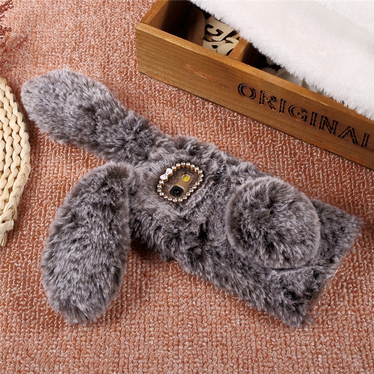 Bunny Design Rhinestone Furry TPU Mobile Casing for Samsung Galaxy A3 (2017) - Brown-3