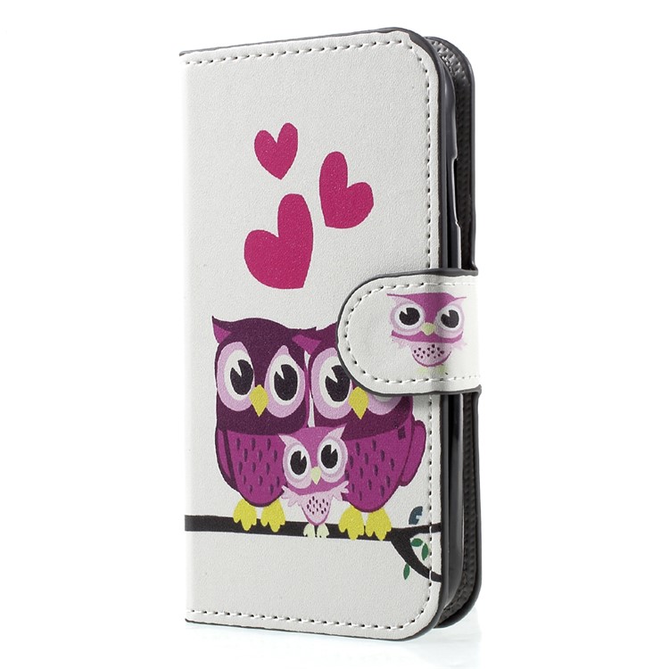 Wallet Leather Stand Patterned Flip Cell Phone Case for Samsung Galaxy J1 mini prime - Sweet Owl Family-2