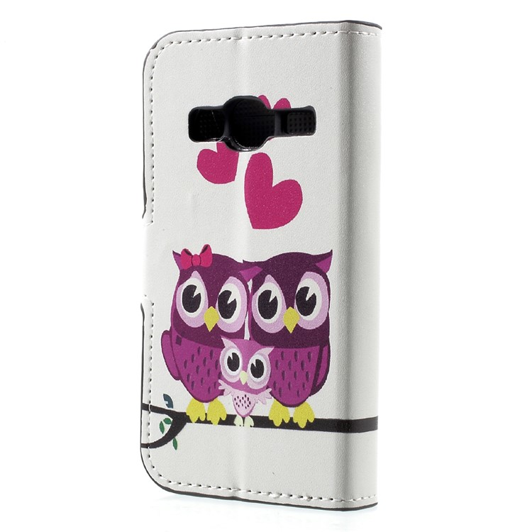 Wallet Leather Stand Patterned Flip Cell Phone Case for Samsung Galaxy J1 mini prime - Sweet Owl Family-3