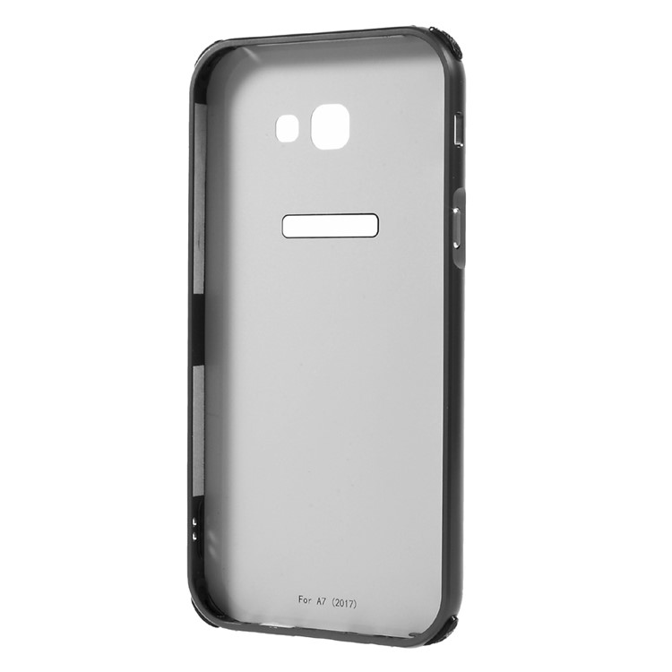 Slide-on Brushed PC Plate + Metal Bumper Hybrid Case for Samsung Galaxy A7 (2017) SM-A720F - Black-3