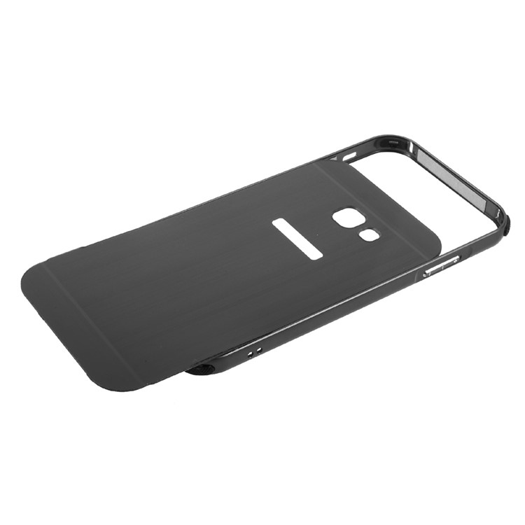 Slide-on Brushed PC Plate + Metal Bumper Hybrid Case for Samsung Galaxy A7 (2017) SM-A720F - Black-6