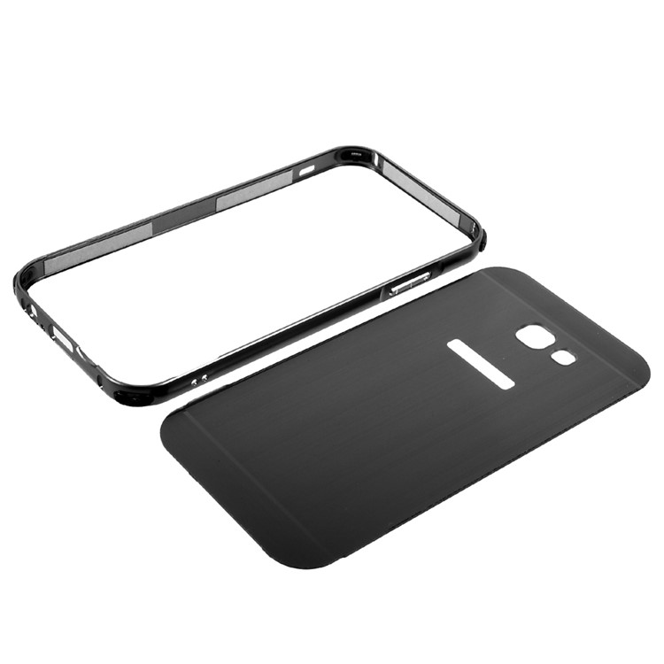 Slide-on Brushed PC Plate + Metal Bumper Hybrid Case for Samsung Galaxy A7 (2017) SM-A720F - Black-7