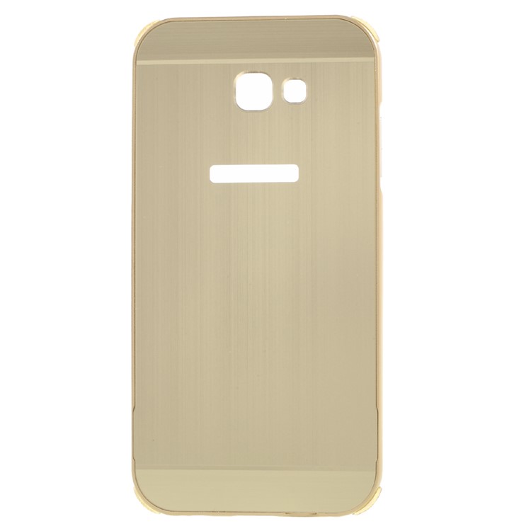 Slide-on Brushed PC Plate + Metal Bumper Hybrid Case Cover for Samsung Galaxy A7 (2017) SM-A720F - Gold-1