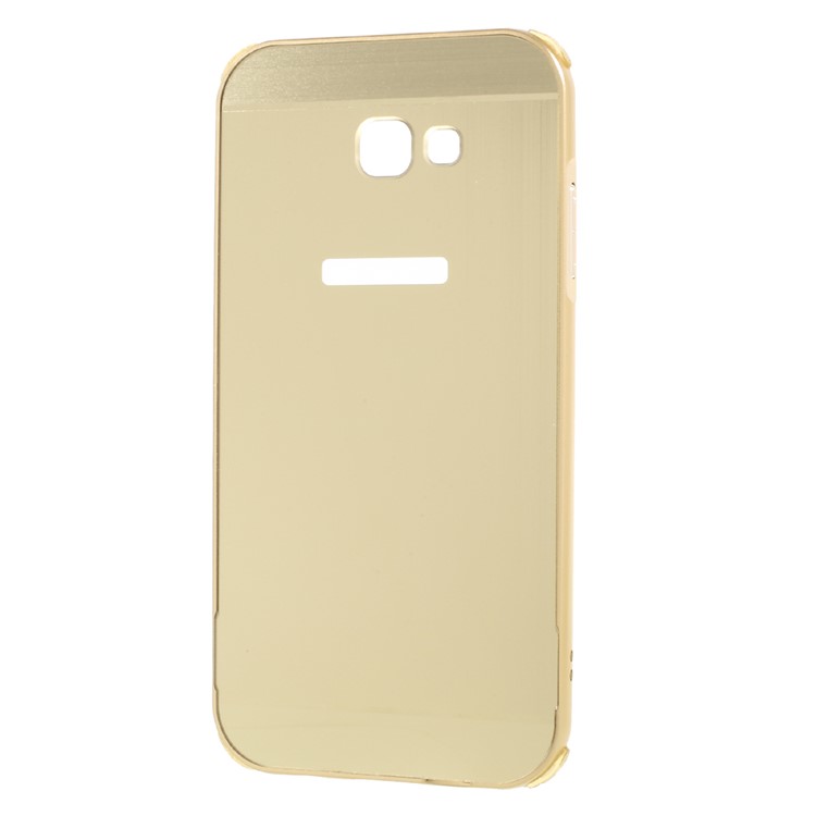 Slide-on Brushed PC Plate + Metal Bumper Hybrid Case Cover for Samsung Galaxy A7 (2017) SM-A720F - Gold-2