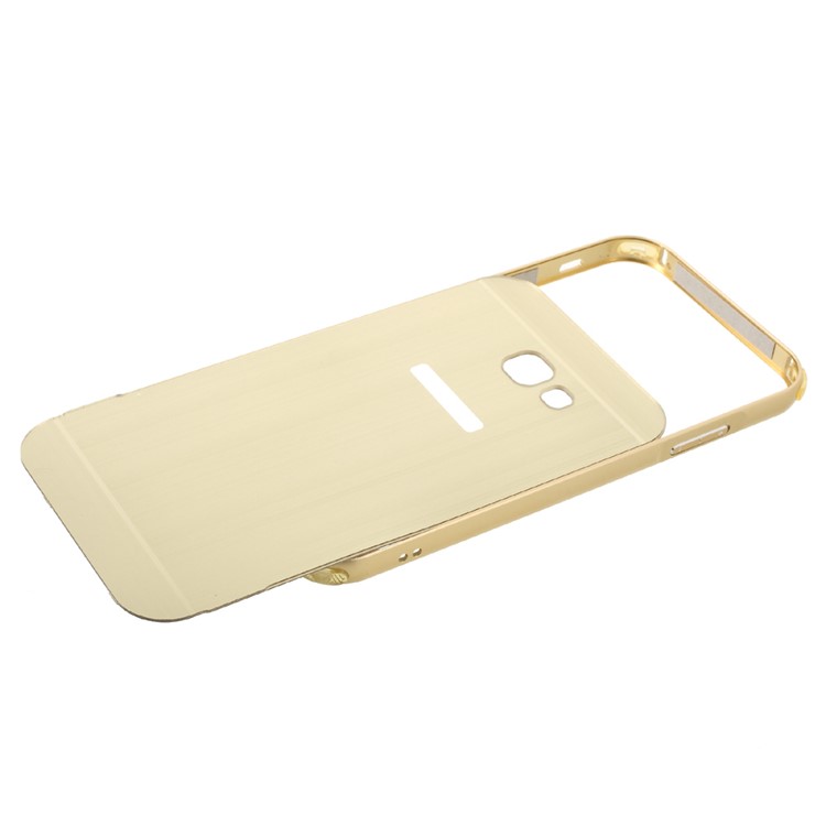 Slide-on Brushed PC Plate + Metal Bumper Hybrid Case Cover for Samsung Galaxy A7 (2017) SM-A720F - Gold-4