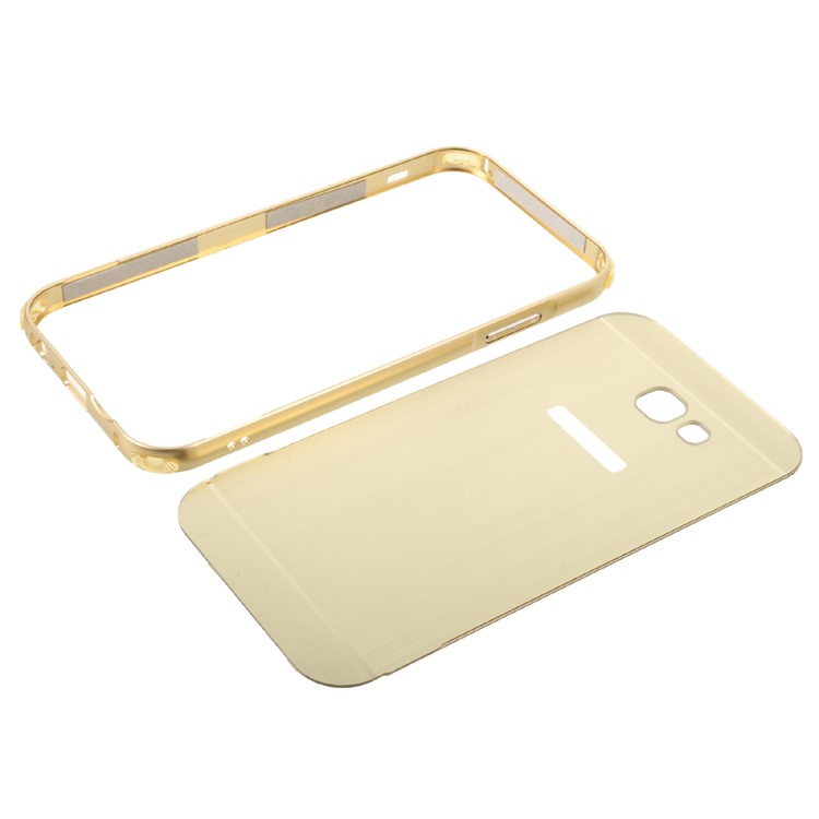 Slide-on Brushed PC Plate + Metal Bumper Hybrid Case Cover for Samsung Galaxy A7 (2017) SM-A720F - Gold-5
