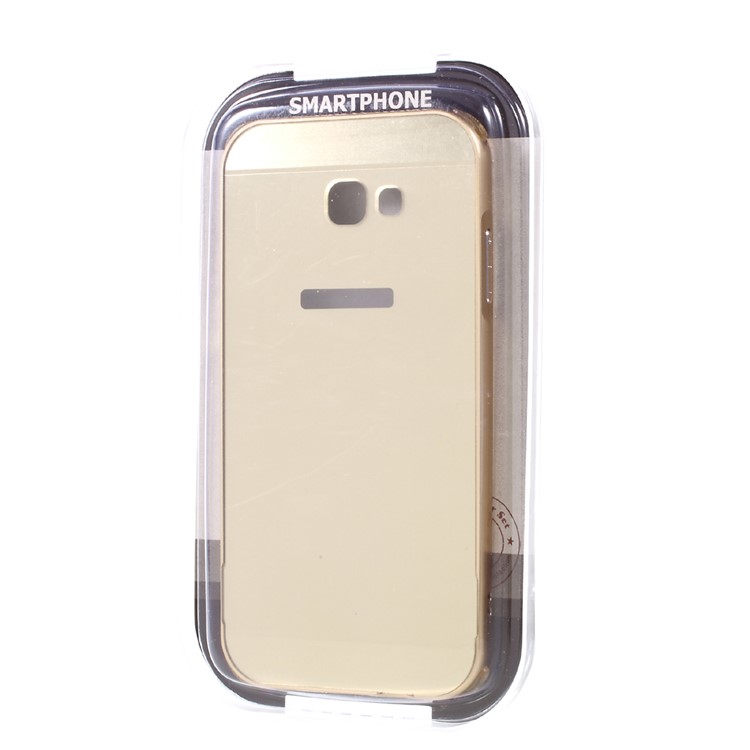 Slide-on Brushed PC Plate + Metal Bumper Hybrid Case Cover for Samsung Galaxy A7 (2017) SM-A720F - Gold-7
