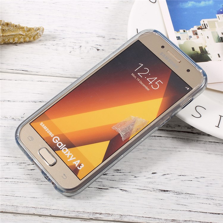 PC TPU Hybrid Case + Flash Powder Paper for Samsung Galaxy A3 (2017) - Silver-2