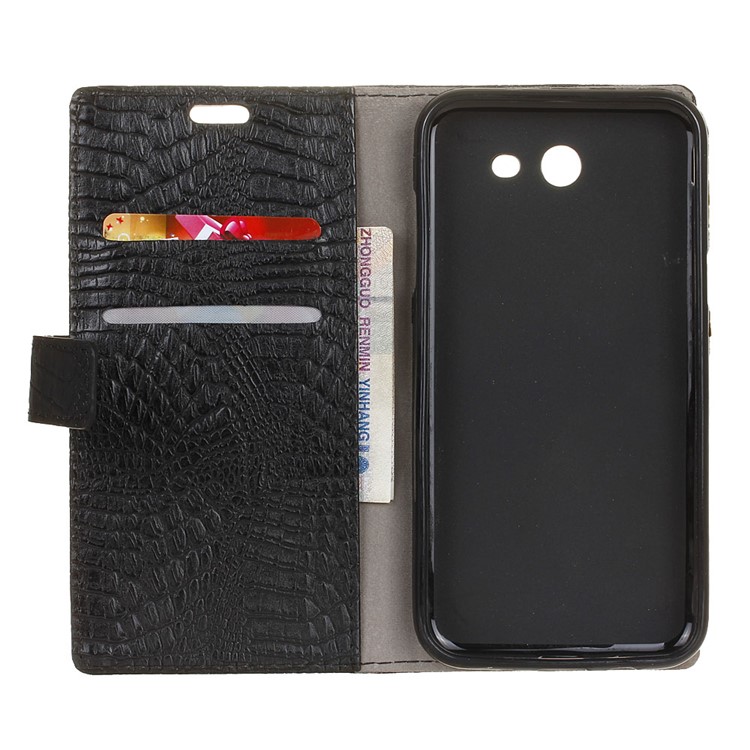 For Samsung Galaxy J5 (2017) Crocodile Texture Flip Stand Wallet Leather Mobile Cover - Black-9