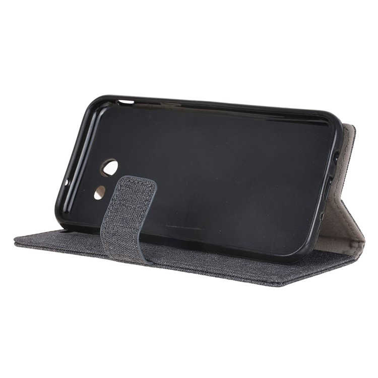 Linen Cloth Leather Wallet Stand Mobile Case for Samsung Galaxy J5 (2017) - Black-9