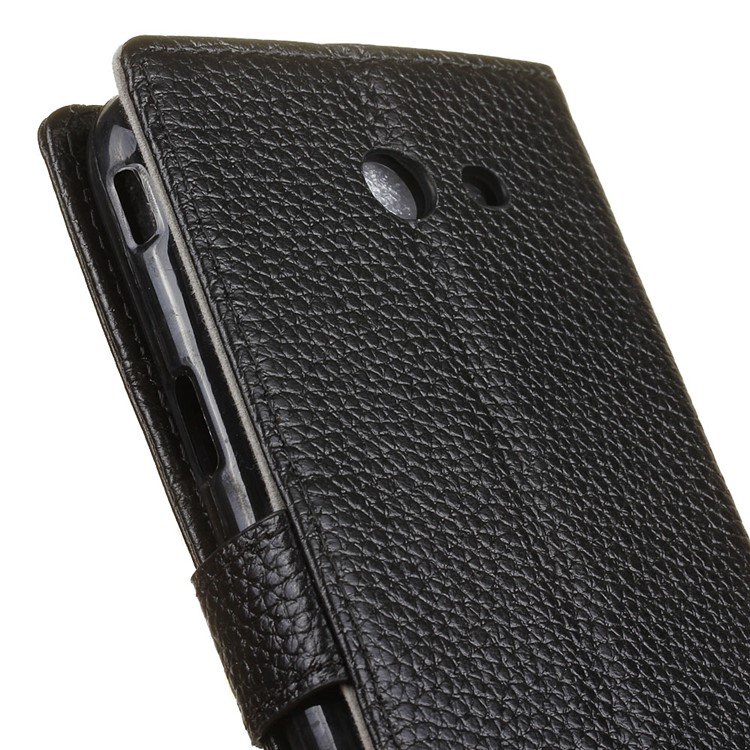 For Samsung Galaxy J7 (2017) Litchi Texture Genuine Leather Stand Wallet Cover - Black-6