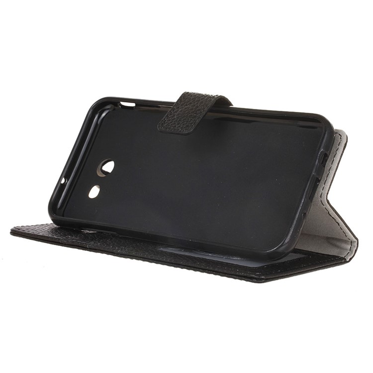 For Samsung Galaxy J7 (2017) Litchi Texture Genuine Leather Stand Wallet Cover - Black-8