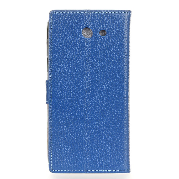 Litchi Texture Wallet Genuine Leather Cell Phone Case for Samsung Galaxy J7 (2017) - Blue-2