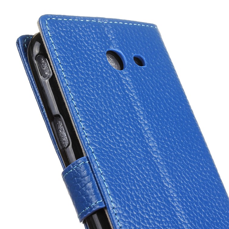 Litchi Texture Wallet Genuine Leather Cell Phone Case for Samsung Galaxy J7 (2017) - Blue-3