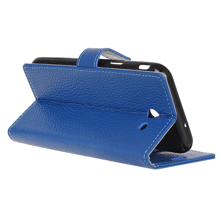 Litchi Texture Wallet Genuine Leather Cell Phone Case for Samsung Galaxy J7 (2017) - Blue-6